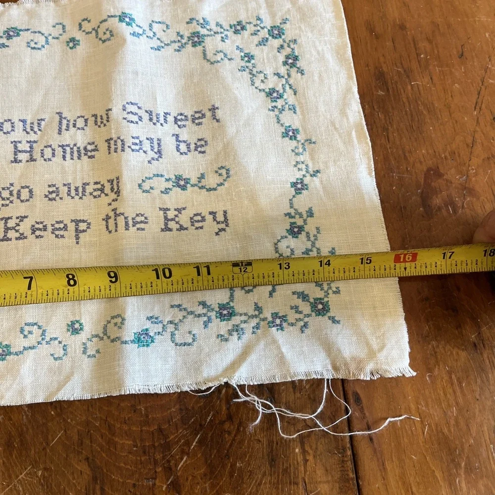 Embroidered Sweet Home Keep The Key Verse Completed Unframed Needlepoint‎ Home